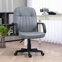 HOMCOM Swivel Executive Chair PU Leather Computer Desk Chair Office Furniture in Grey