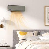 HOMCOM 1000W/2000W Wall Downflow Heater 10-49C Temperature w/ Timer Remote in Grey