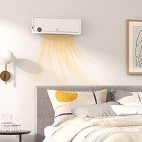 HOMCOM 1000W/2000W Wall Downflow Heater 10-49C Temperature w/ Timer Remote in White