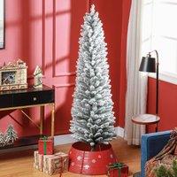 HOMCOM Artificial Pencil Christmas Tree, Xmas Tree with Metal Base in White | Size: 7ft