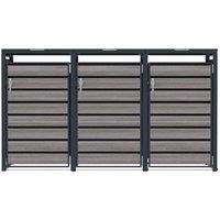 Monstershop Triple Wheelie Bin Metal Storage - Anthracite Grey Wood