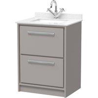 Balterley 600mm Floor Standing 2 Drawer with Marble Worktop Basin - Pebble Grey