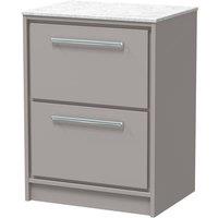 Balterley 600mm Floor Standing 2-Drawer Vanity with Marble Worktop - Pebble Grey
