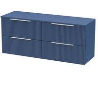Balterley Tixall 4 Drawer Wall Hung Vanity Unit with Worktop, Satin Blue, 1200mm in Blue