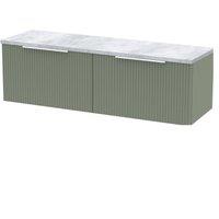 Balterley Tixall 2 Drawer Unit with Worktop, Satin Green, 1200mm, Laminate in Green