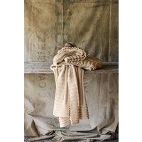CHRISTY 'Cambridge' Knitted Cotton Ribbed Throw in Natural | Size: 140 cm x 180 cm