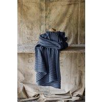 CHRISTY 'Cambridge' Knitted Cotton Ribbed Throw in Navy | Size: 140 cm x 180 cm