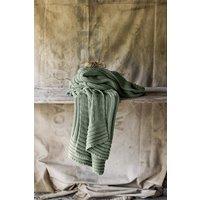 CHRISTY 'Cambridge' Knitted Cotton Ribbed Throw in Green | Size: 140 cm x 180 cm