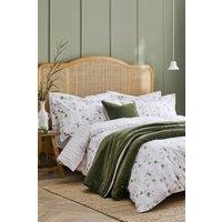 CHRISTY 'Snowdrops' Winter Bloom Reversible Cotton Percale Duvet Cover Set in White | Size: Double