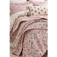 CHRISTY 'Newstead' Floral Reversible Large Cotton Bedspread in Red | Size: 200 cm x 220 cm