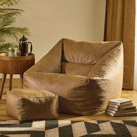 icon Natalia Armchair & Amara Footstool Bundle, Faux Leather Tan