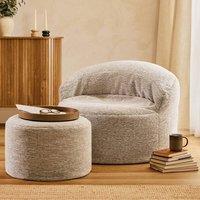icon Orb Accent Chair & Milano Round Footstool Woven, Natural