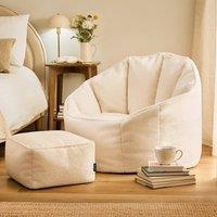 icon Boucle Sirena Accent Chair & Footstool Bundle in Cream