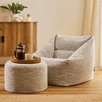 icon Natalia Woven Armchair & Round Footstool Bean Bag, Natural