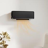 HOMCOM 1000W/2000W Wall Downflow Heater Adjustable Temperature w/ Timer in Black