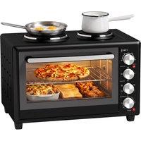 HOMCOM 36L Mini Oven with Dual Hot Plates, Electric Countertop Cooker in Black