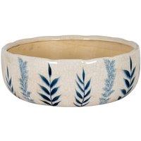 KDMD Large Blue Flora Bowl Pot in Cream
