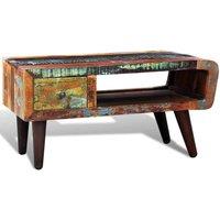 Berkfield Home Coffee Table with Curved Edge 1 Drawer Reclaimed Wood in Brown