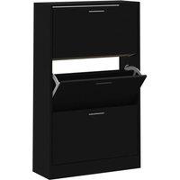 Berkfield Home Shoe Cabinet Black 63x24x103 cm Engineered Wood | Size: 63 x 24 x 103 cm