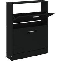Berkfield Home Shoe Cabinet Black 59x17x81 cm Engineered Wood | Size: 59 x 17 x 81 cm