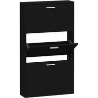 Berkfield Home Shoe Cabinet Black 59x17x108 cm Engineered Wood | Size: 59 x 17 x 108 cm