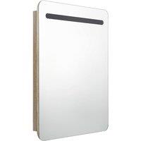Berkfield Home LED Bathroom Mirror Cabinet Oak 60x11x80 cm in Brown | Size: 60 x 11 x 80 cm