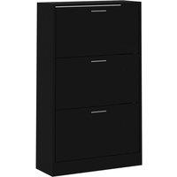 Berkfield Home Shoe Cabinet Black 63x24x103 cm Engineered Wood | Size: 63 x 24 x 103 cm
