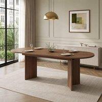Merax 120-160cm Oval Extending Dining Table with Wood Effect & Metal Base in Walnut