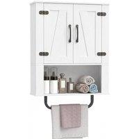 Costway Bathroom Wall Cabinet Wall Mounted Organizer Wooden Storage Cabinet in White