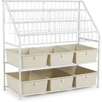 Costway 5-Tier Storage Organizer Metal Rack Shelf with 6 Removable Drawers in White