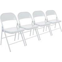 Havendro 4x Matt White Metal Folding Chairs Foldable Office Dining Space-Saving