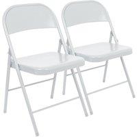 Havendro 2x Matt White Metal Folding Chairs Space-Saving Office Dining Chair