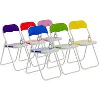 Havendro 6x Coloured Padded Folding Chairs Strong Metal Frame Multi