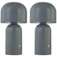 Havendro Set of 2 Modern Grey LED Rechargeable Touch Table Lamps Bedside Lights