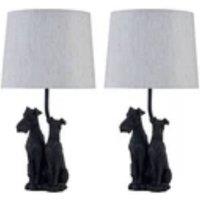 Havendro Set of 2 Dogs Table Lamp Bedside Lights Retro Animal Bedroom Light in Black