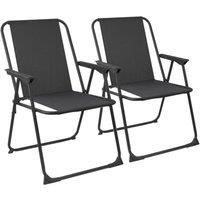 Havendro Metal Garden Folding Armchair Portable Camping Beach Chair Black x2