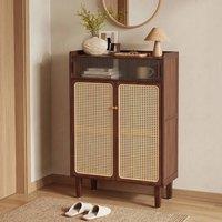 SPETLEK Wooden Shoe Storage Cabinet Walnut with Shelves for Entryway Closet in Brown | Size: 0.6m2