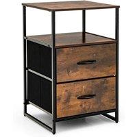 SPETLEK 2-Drawer Storage Cabinet Dresser Organizer Removable Drawers in Brown