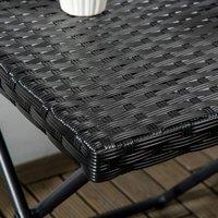 FORGEVIO Black Foldable Square Rattan Outdoor Coffee Table Balcony Bistro