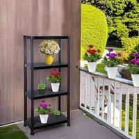 FORGEVIO Plastic Storage Shelving Unit, Freestanding Garage Home Rack 4 Tier in Black