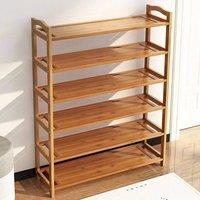 FORGEVIO 6 Tier Bamboo Shoe Rack Footwear Storage Stand in Beige
