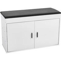 FORGEVIO Shoe Cabinet Bench White Black Padded Seat Storage Shoe Rack