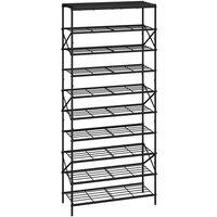 FORGEVIO Black 10 Tier Shoe Storage Rack Large Capacity Organiser & Top Shelf