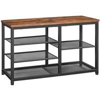 FORGEVIO Rustic Brown Black 5-Tier Shoe Bench With Seat 80x28x50cm | Size: 80 x 28 x 50 cm