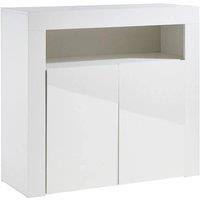 FLAVORA White Cabinet with LED Lights 2 Door Bedroom | Size: 0.6m2