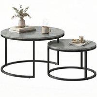 KORVIXA 2 Pcs Stacking Coffee Table Set Steel Frame in Grey | Size: 100 cm x 100 cm