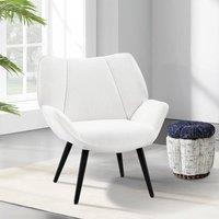 KORVIXA Accent Chair Wingback Armchair with Wood Frame in White | Size: 100 cm x 100 cm