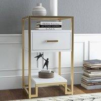 KORVIXA Nightstand End Table with Drawer Storage in White | Size: 100 cm x 100 cm