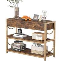 KORVIXA Console Table with Drawers, Entryway Table in Brown | Size: 100 cm x 100 cm