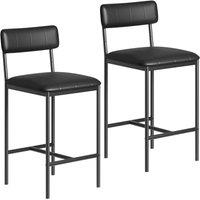 KORVIXA Bar Stools Set of 2, PU Leather Upholstered Kitchen Stools in Black | Size: 100 cm x 100 cm